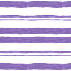 Seamless violet striped background. Watercolor hand drawn pattern for fabric texture, textile, wallpaper, home decor prints and decorations