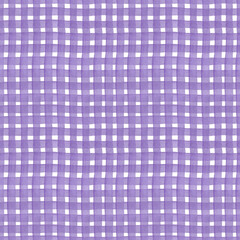 Seamless violet checkered background. Watercolor hand drawn pattern for fabric texture, textile, wallpaper, home decor prints, wrapping paper, scrapbooking