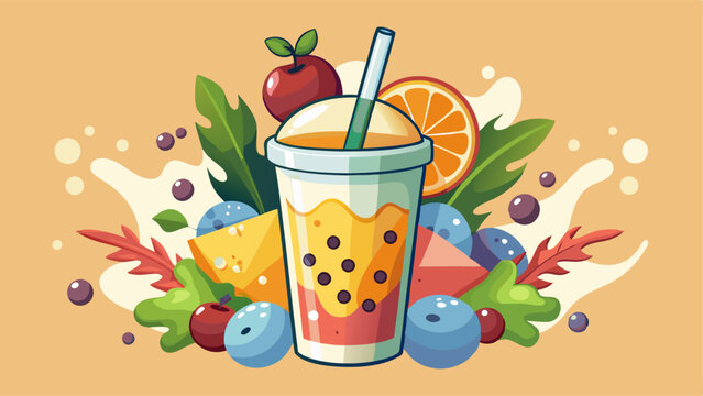 colorful fruit smoothie drink with straw clip art preview