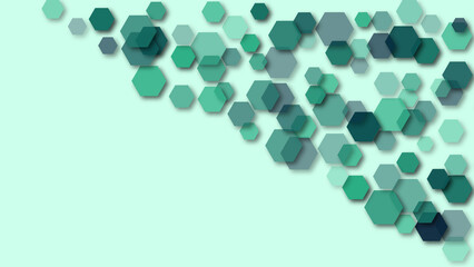 Modern abstract hexagon pattern in hues on a light and dark background, perfect for tech and minimalist designs.