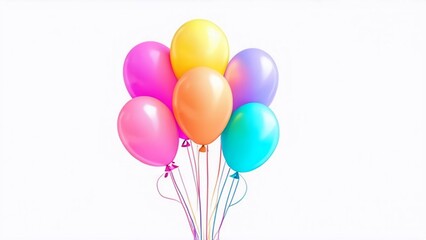 multicolour balloons on a pastel white background. 3d render illustration