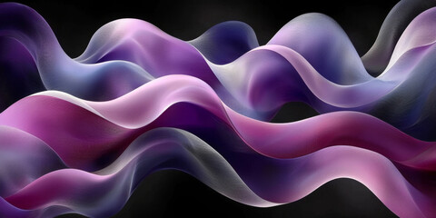 Obraz premium Abstract purple and pink waves on a black background.