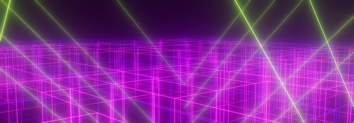 Obraz premium Vibrant Neon Grid with Dynamic Light Patterns