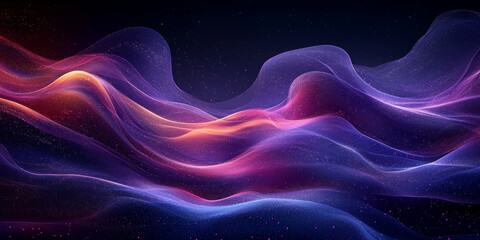 Fototapeta premium Abstract waves of light and color against a dark background.