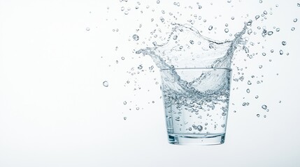 Water Spilling from Tipped Glass with Splashing Droplets