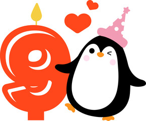 Cute little Penguin and Number