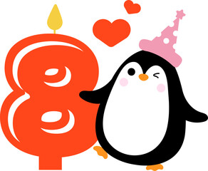 Cute little Penguin and Number