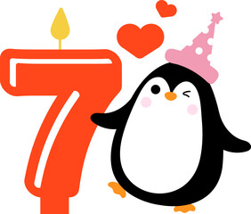 Cute little Penguin and Number