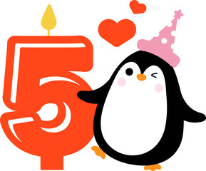 Cute little Penguin and Number