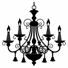 Silhouette of a chandelier, chandelier silhouette vector illustration on a white background