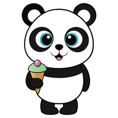 Fototapeta premium Cute Baby Panda Cartoon Character Vector Illustration on White Background