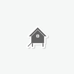 Chicken coop icon sticker isolated on gray background