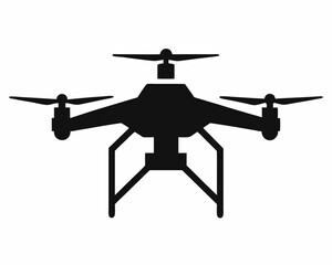 Drone silhouette vector illustration, helicopter silhouette vector