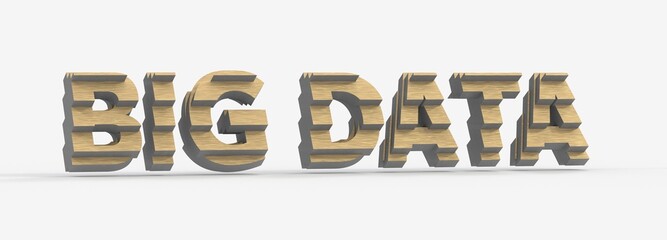 3D Text Representation of Big Data in Wood and Metal Style