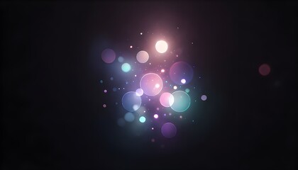 Obraz premium A glowing multicolored bokeh lights on a dark background, creating a soft and dreamy atmosphere.