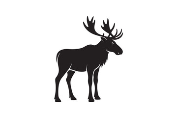 Obraz premium Moose silhouette vector illustration, Moose silhouette vector, Moose silhouette PNG 