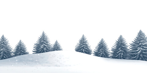 Obraz premium PNG A snowy landscape with many pine trees covered in snow background nature winter.