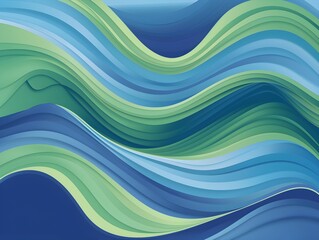 Fototapeta premium A vibrant and dynamic abstract artwork featuring flowing, layered waves in shades of blue and green. The artwork evokes a sense of calm, serenity, and the vastness of the ocean.