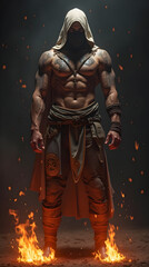 Fototapeta premium Fiery Warrior in Shadows