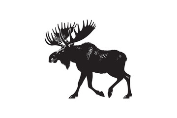 Moose silhouette vector illustration, Moose silhouette vector, Moose silhouette PNG 