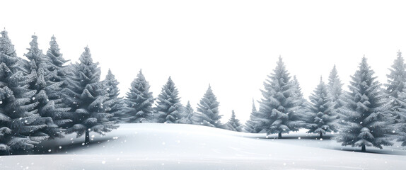 Naklejka premium PNG A snowy landscape with many pine trees covered in snow pines scenery nature.