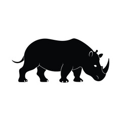 wildlife hippo and rhino silhouette illustrations.
