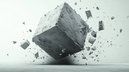 Crumbling Cube: A Moment of Destruction