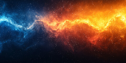Obraz premium Fiery and icy nebulae clash in a cosmic dance.