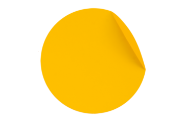 Separate shiny yellow circle stickers on transparent background.