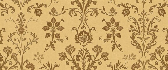 Ornate Floral Pattern on Beige Background