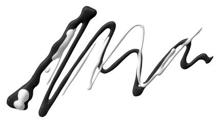 black watercolor drop zigzag isolated on transparent background