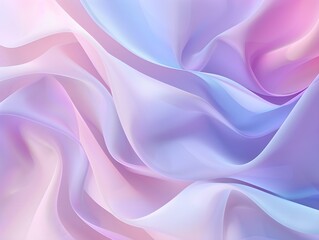 Obraz premium A soft abstract background featuring flowing folds of fabric in pastel gradient colors of pink, purple, and blue, creating a calming effect.