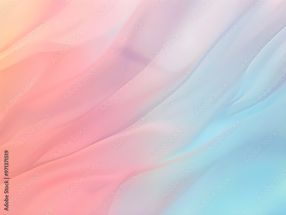 Poster a soft, flowing abstract background featuring gentle pastel gradient colors of pink, blue, and peach