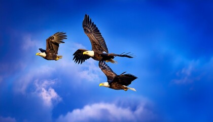 Obraz premium Majestic Flight: Bald Eagles Soaring in the Sky by Noufaldi