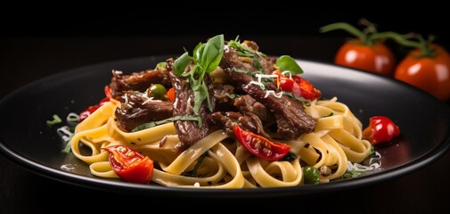 Delicious Pasta Linguine with Fried Chicken Liver 