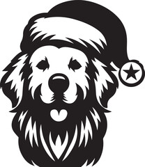 Merry Christmas Santa Cute dog silhouette vector design 