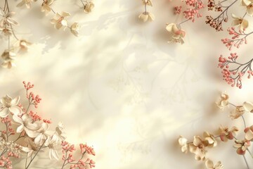A white background with a flowery border. The flowers are pink and white. The background is very light and the flowers are very light as well