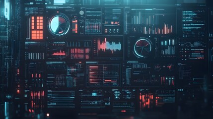 Obraz premium Digital HUD elements arranged on a smooth muted background