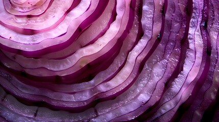 Obraz premium Detailed Vibrant Purple Cross-Section of a Fresh Red Onion Showing Its Unique Layered Structure