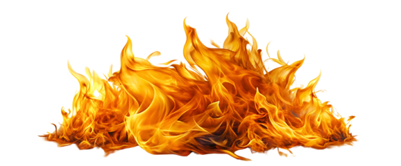 red hot fire isolated on white or transparent png