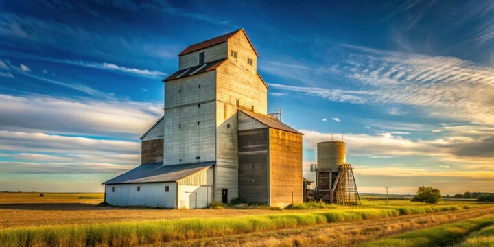 Iconic Canadian prairies grain elevator in Saskatchewan
