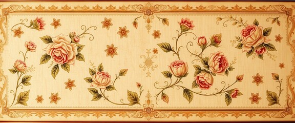 Obraz premium Intricate Floral Design on a Cream Background