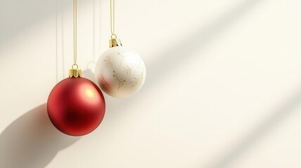 Christmas ornaments, glass balls with festive designs, 3D illustration, copy space for text,