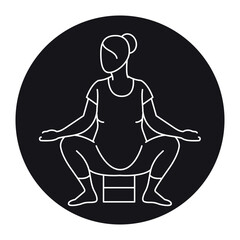 Squats line icon. A pregnant woman stretches.