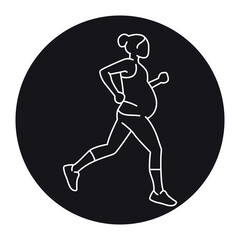 Pregnant woman runs line icon. Exercises for pregnant.