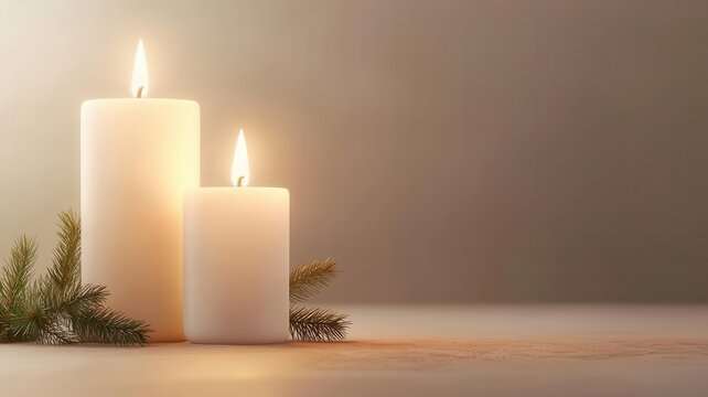 Christmas Eve candlelight, with a peaceful glow, 3D illustration, copy space for text,