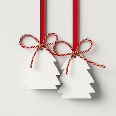 Christmas gift tags, with handwritten names, 3D illustration, copy space for text,