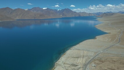 Aerial view of Leh Ladakh, Pangong Tso Lake, Maitreya Buddha, Diskit Monastery in Nubra Valley, Sand Dunes Nubra Valley,