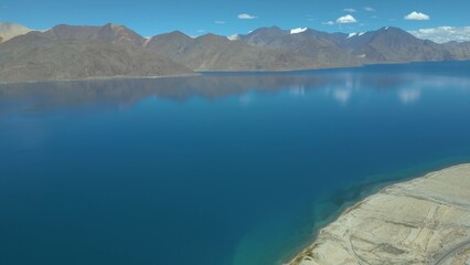 Aerial view of Leh Ladakh, Pangong Tso Lake, Maitreya Buddha, Diskit Monastery in Nubra Valley, Sand Dunes Nubra Valley,