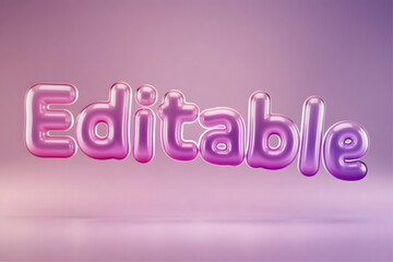  A 3D render of the text editable in a glossy pink style